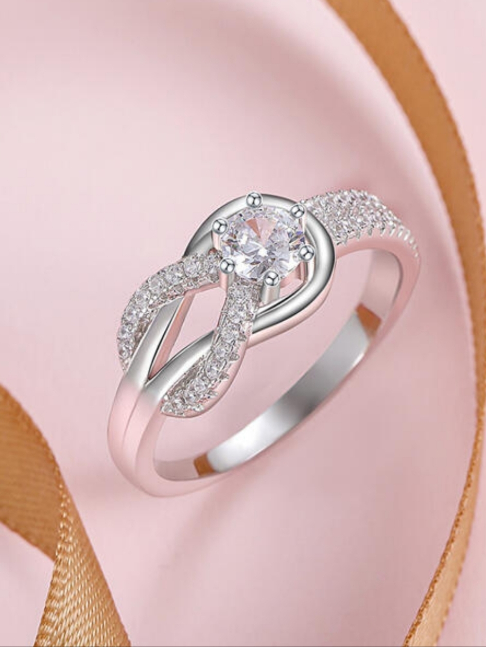💎Jeulia 925 Silver Infinity Knot Simulated Diamond Ring (Size 5-5.5) ♾️💍 VGUC